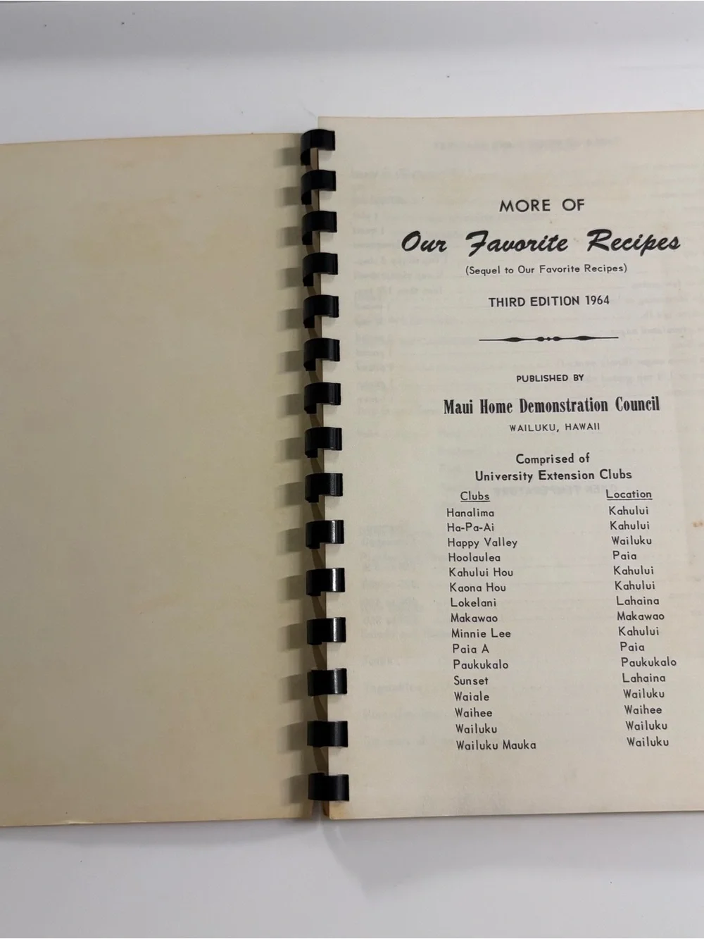 Vintage 60’s Island of Maui Hawaii Recipe Book 